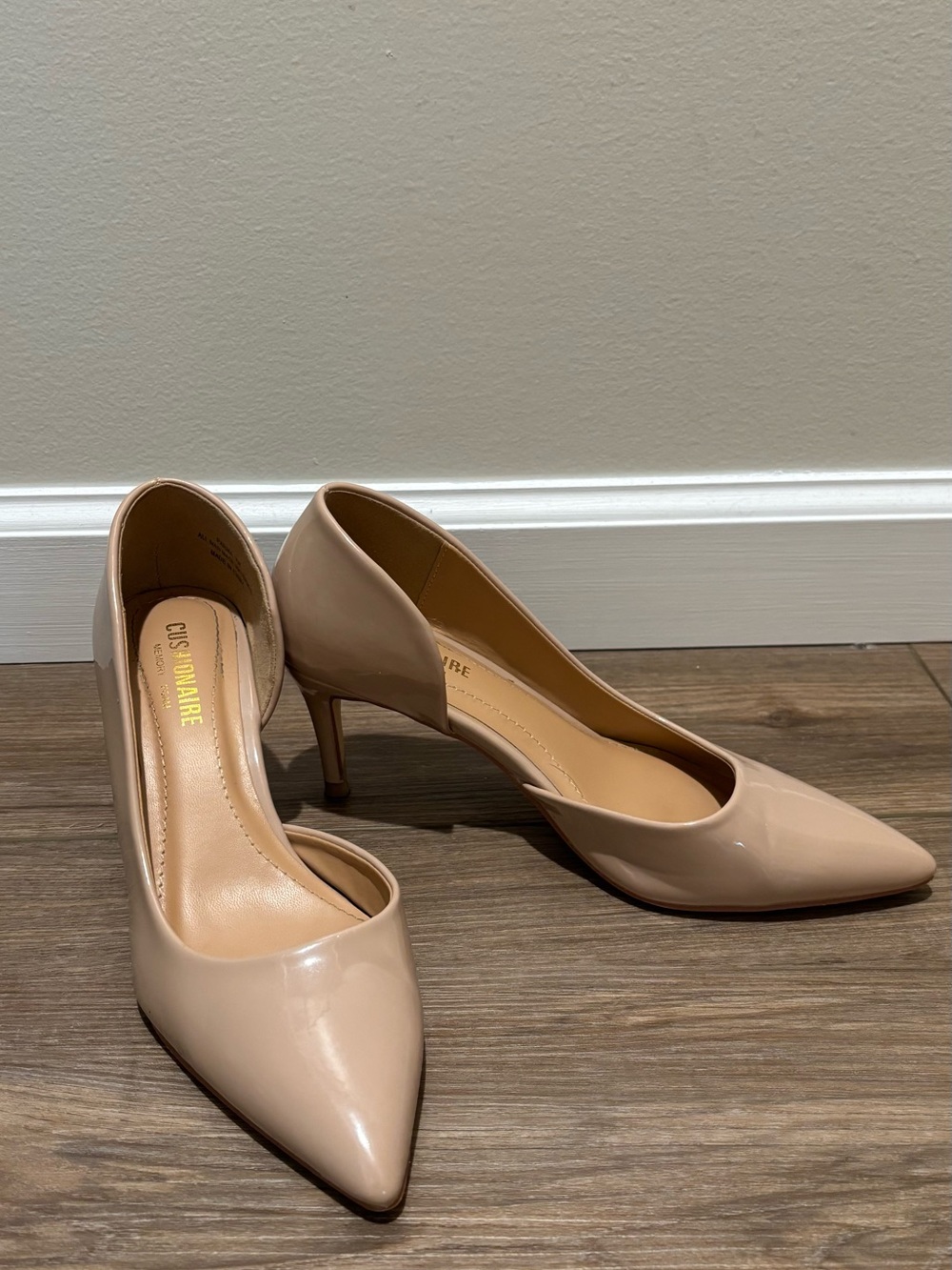 Nude Patent Pointed-Toe Pumps